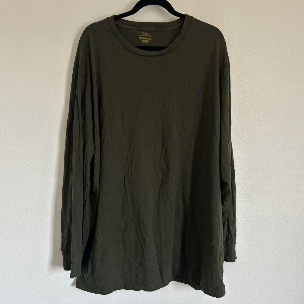 Polo Ralph Lauren Long-Sleeved T Shirt Forest Green Cotton Crew Neck Top 3XLT